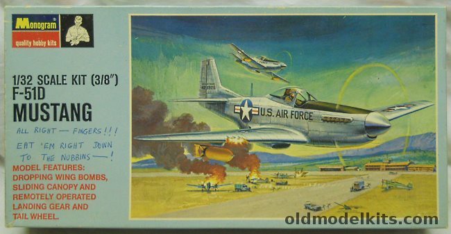 Monogram 1/32 F-51D (P-51) Mustang with Retracing Gear and Dropping Bombs - Blue Box Issue, PA77-200 plastic model kit